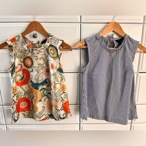J.Crew Sleeveless Blouses Set of 2, Ruffle Shoulder XS
